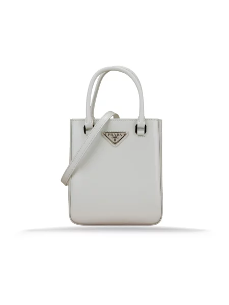 Torebka skórzana Prada zamszowa biała