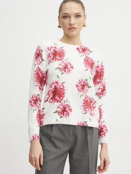 Morgan sweter z domieszką wełny MFLOWER MFLOWER beżowy