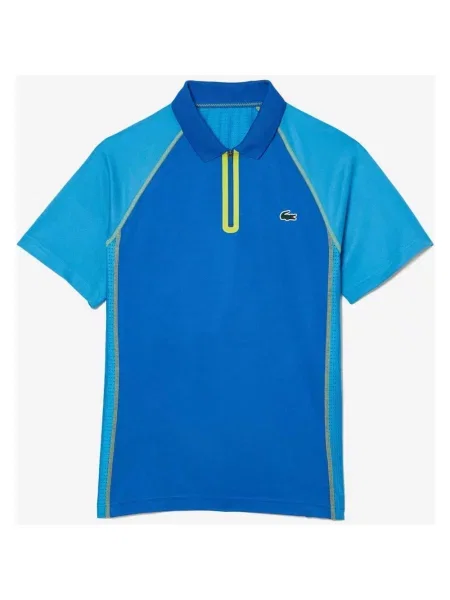 Koszulka polo Lacoste Tennis z krótkim rękawem i zamkiem do połowy niebiesko-zielona XS niebieska