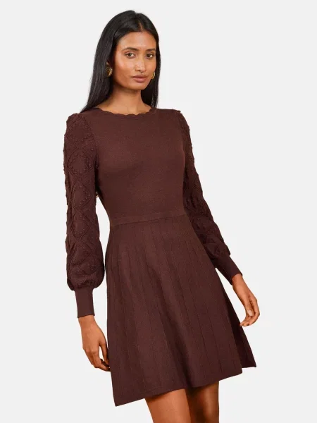 Love & roses Rochie tricotat ciocolatiu