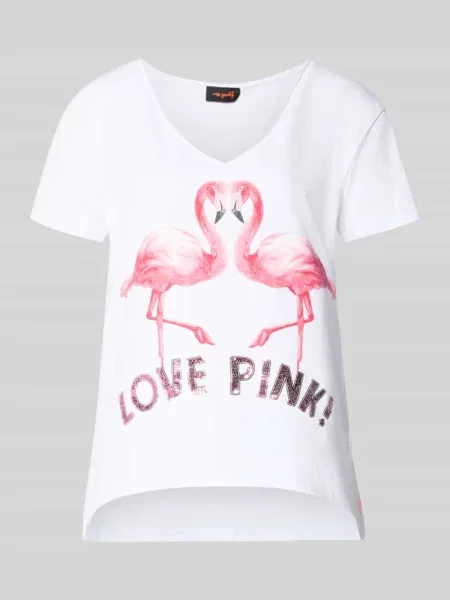 T-shirt z nadrukiem z motywem model Flamingo Love Me' Miss Goodlife biała
