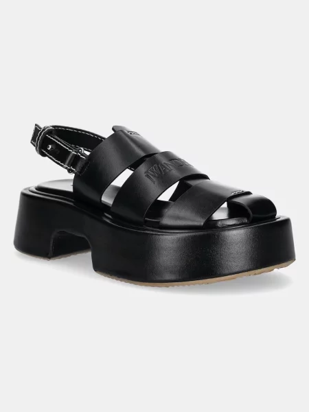 Kožené sandály JW Anderson na platformě černá