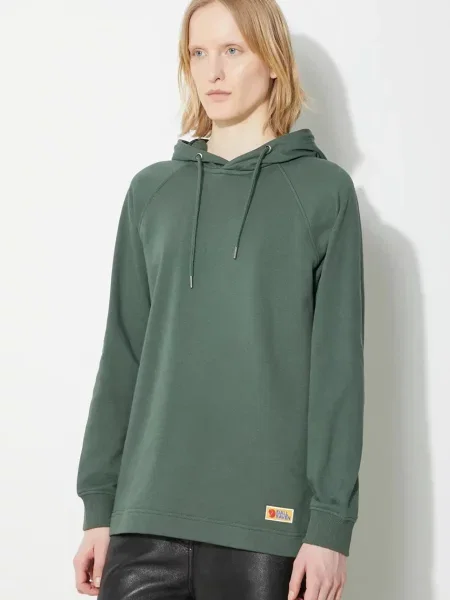Fjallraven bluza Vardag Hoodie W z kapturem gładka zielony