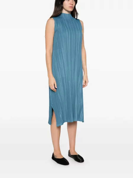 Rochie Pleats Please Issey Miyake fără mâneci albastru