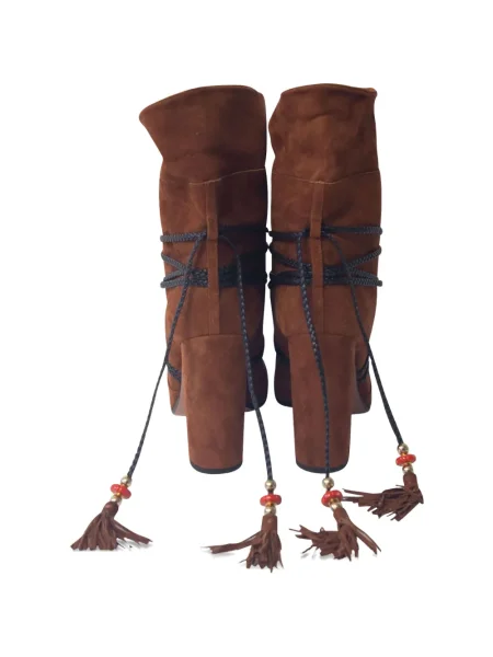 Botine Aquazzura din piele de căprioară maro