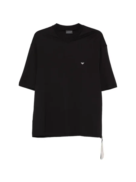 Tricou Emporio Armani cu decolteu în V cu autograf negru