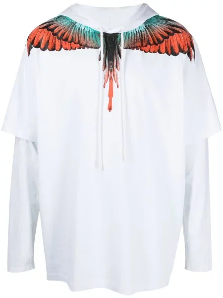 Hanorac cu glugă Marcelo Burlon County Of Milan cu imagine alb