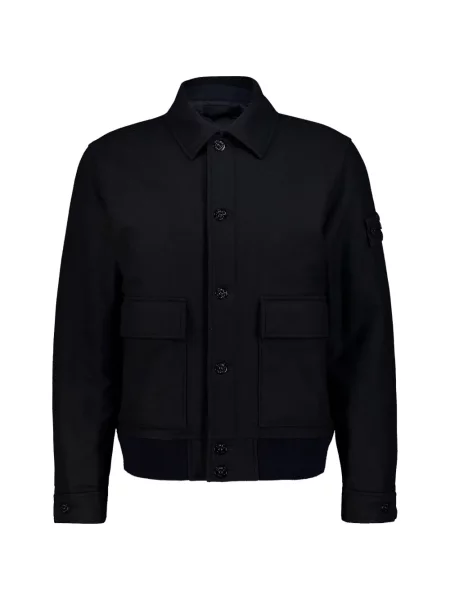 Geacă Stone Island de lână cu strasuri albastru