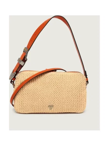 Pinko geantă crossbody pentru femei împletită bej