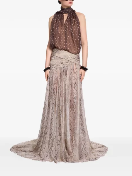 Πουά τοπ Elie Saab από σιφόν καφέ