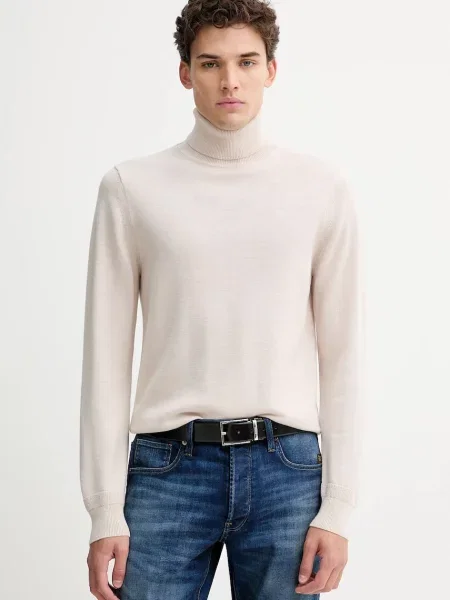 G-Star sweter wełniany 0 z golferm beżowy