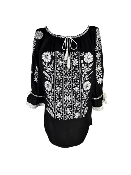 Rody’s forever Bluză tradițională Oktoberfest Damenbluse schwarz/weiß L' negru