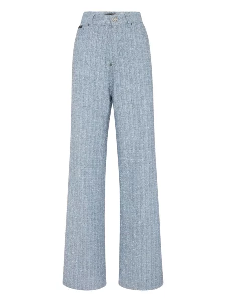 Szerokie jeansy Philipp Plein tweedowe niebieskie