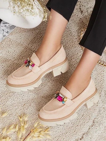 Mocasini Resti cu strasuri alb