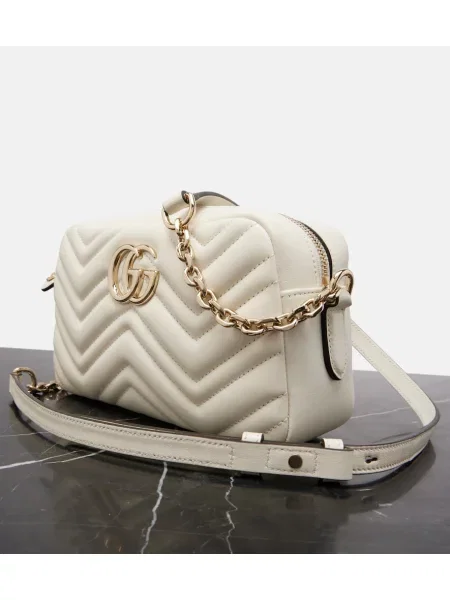 Geanta de piele Gucci GG Marmont din piele alb