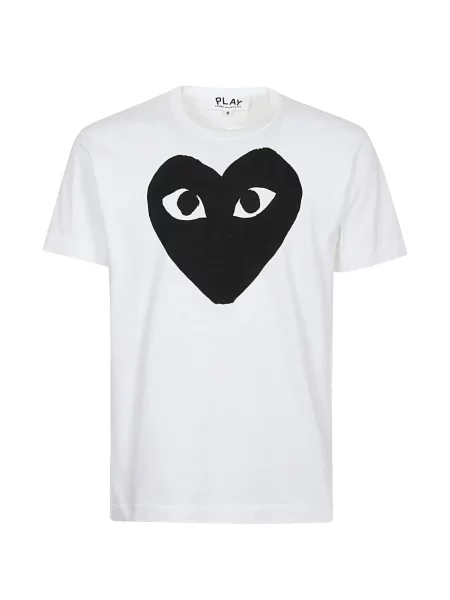 Tricou Comme Des Garcons Play cu imagine cu motiv cu inimi alb