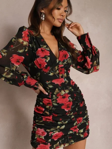 Rochie Conică Cu Drapări Achomene neagră