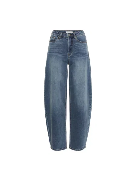 Jeansy o kroju barrel fit z efektem znoszenia Gestuz niebieskie