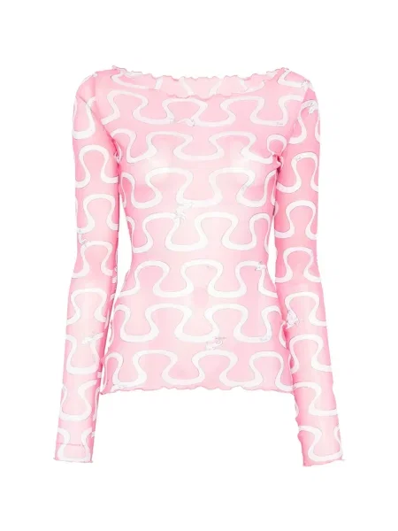 Top Pucci cu imagine din tul roz
