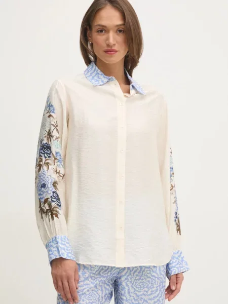 Mos Mosh cămașă femei cu guler clasic relaxed bej