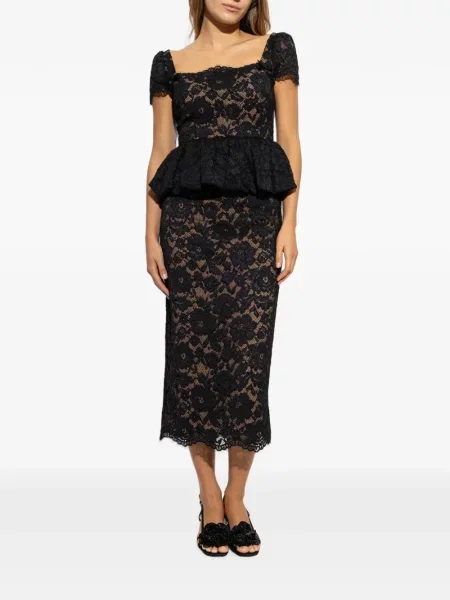 Rochie midi Self-portrait din dantelă negru