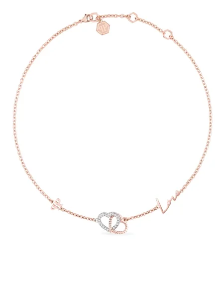 Colier Philipp Plein cu motiv cu inimi roz