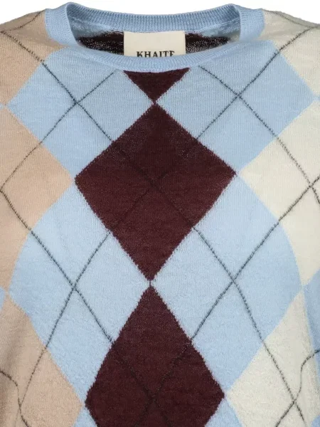 Pulover Khaite cu model argyle albastru