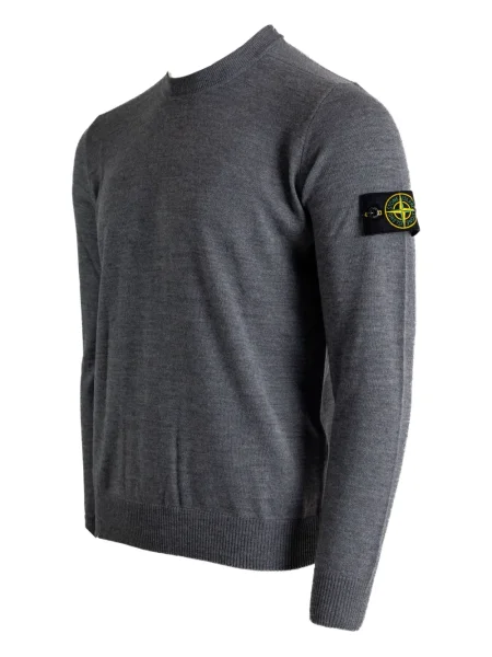 Меланжов пуловер Stone Island с кръгло деколте камъни сиво