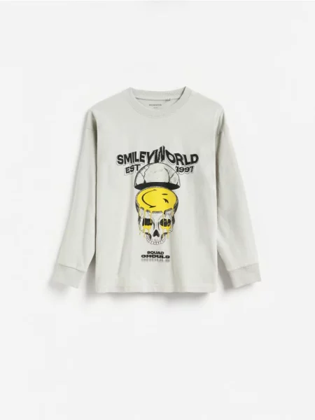 Reserved Tricou cu mâneci lungi SmileyWorld® deschis gri