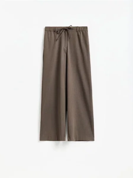 Reserved Pantaloni cu șnur decorativ cacao-cu-lapte