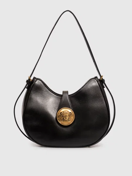 Шкіряна сумка Emblème Versace чорна