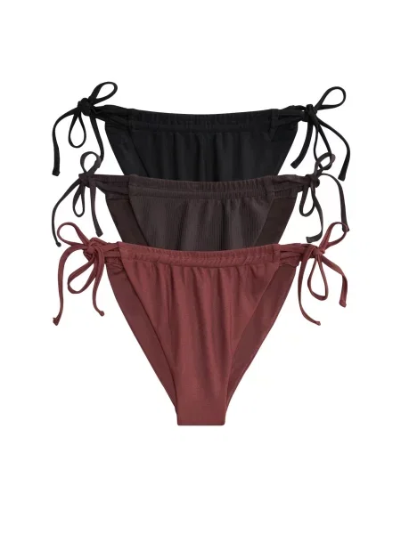 The Set Slip costum de baie maro închis / roșu bordeaux negru