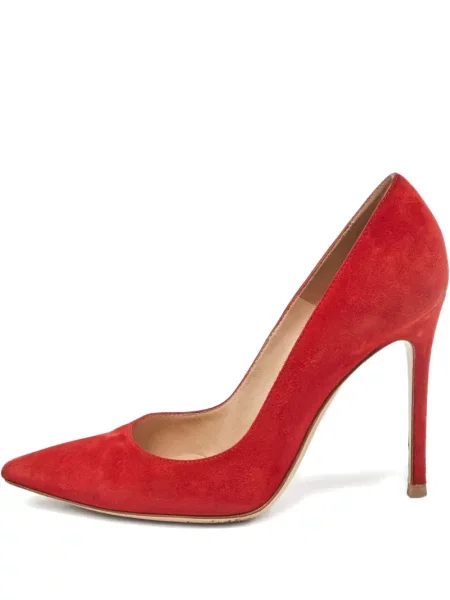 Pantofi cu toc Gianvito Rossi din piele de căprioară roșu