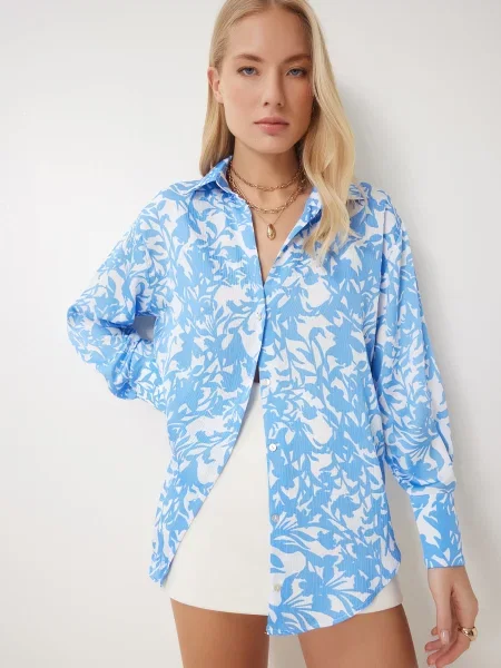 Happiness İstanbul Bluză crem / deschis albastru