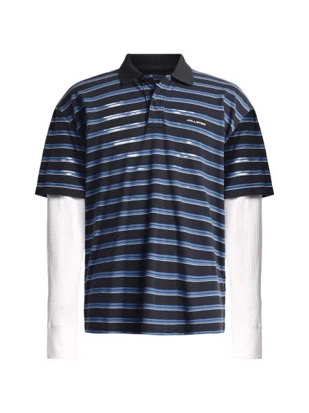 HOLLISTER Tricou bleumarin / negru alb