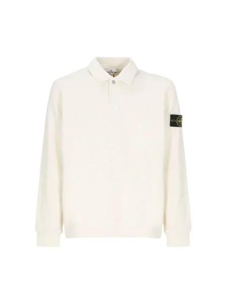 Dzianinowa koszulka polo Stone Island z kamieniami beżowa