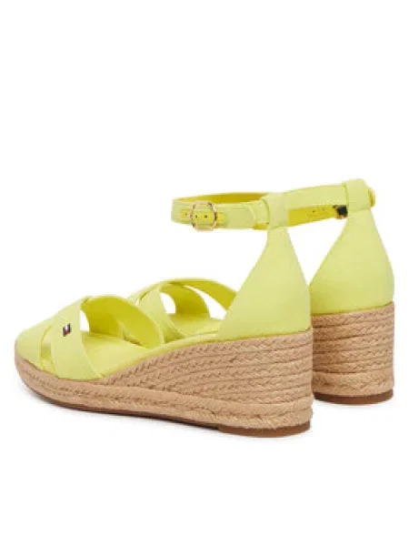 Tommy Hilfiger Espadrilky Hemp Crossover Strap Wedge Espadrilles Zelená žltá