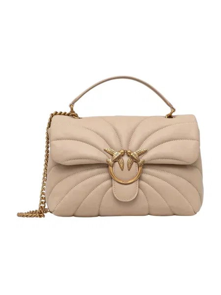 Torebka crossbody Pinko skórzana klasyczna beżowa
