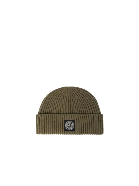 Czapka Stone Island wełniana z kamieniami zielona