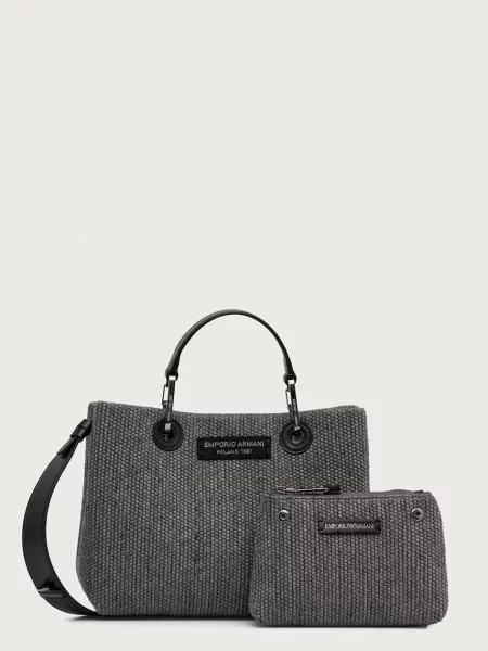 Emporio Armani geantă crossbody pentru femei cu amestec de lână gri