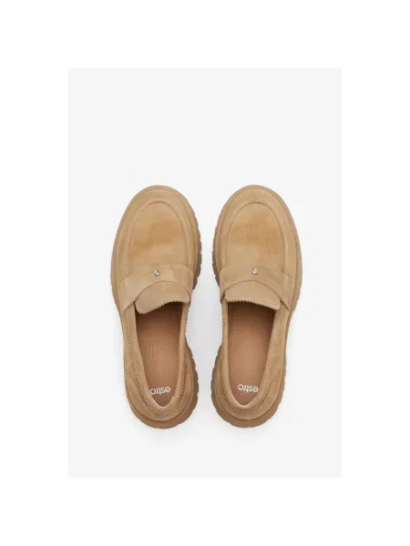 Лофери на тракторній підошві велюрові Estro коричневі