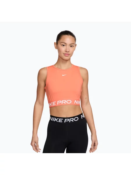 Top de antrenament pentru femei Nike Pro Dri-Fit crimson bliss/white alb