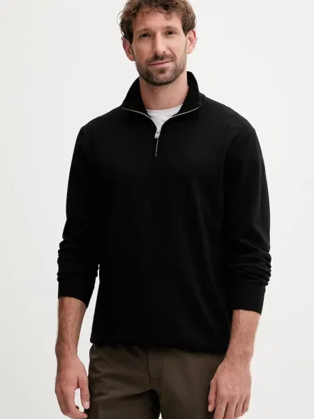 Lindbergh sweter wełniany lekki z golferm czarny