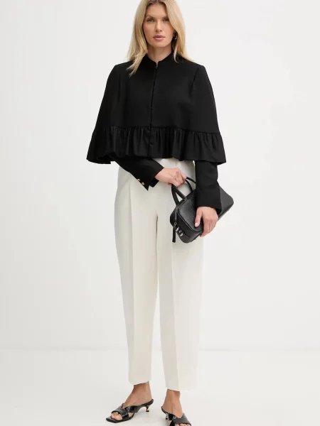 Піджак з домішкою вовни Twinset однобортний однотонний чорний