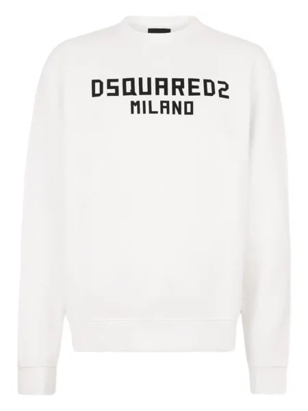 Hanorac crewneck Dsquared2 cu imagine alb