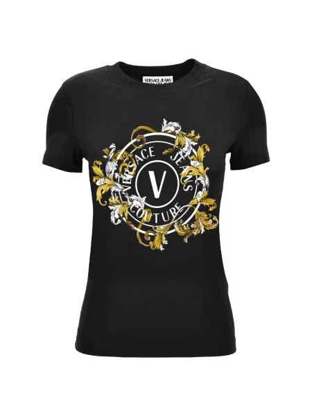 Koszulka Versace Jeans Couture z nadrukiem czarna