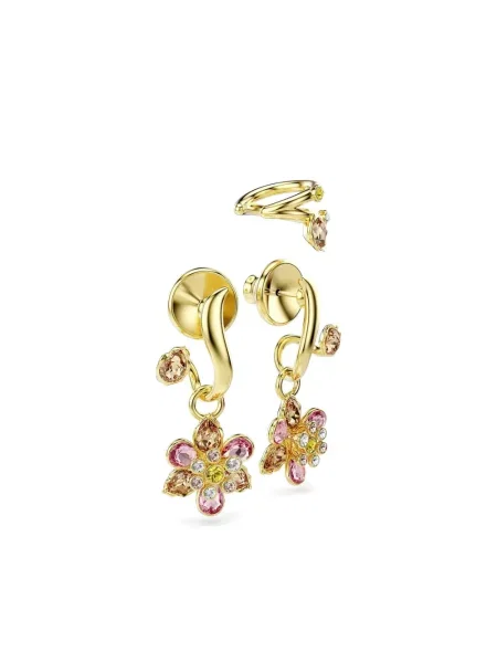 Cercei Swarovski cu model floral auriu