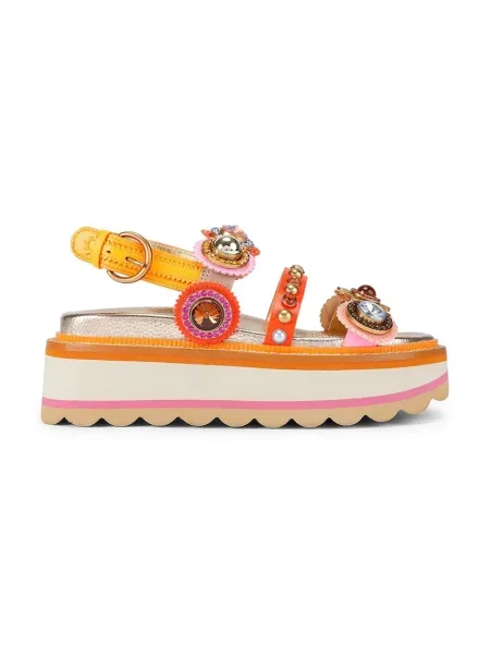 Kurt Geiger London sandali s platformo usnjeni Octavia Sling Flatform oranžna
