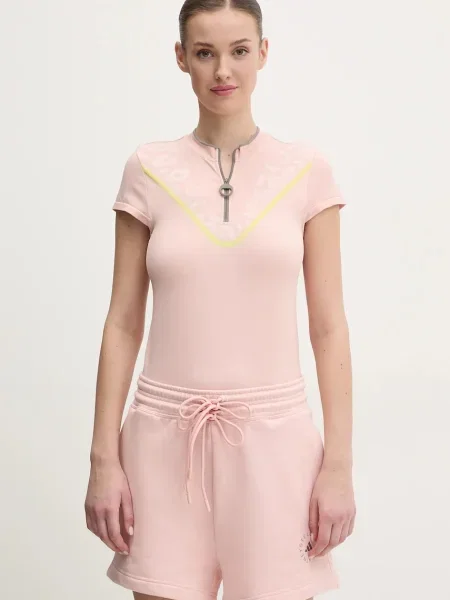Тениска за трениране adidas by Stella McCartney TrueNature с ниско поло розово
