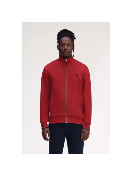 Hanorac cu fermoar Fred Perry roșu
